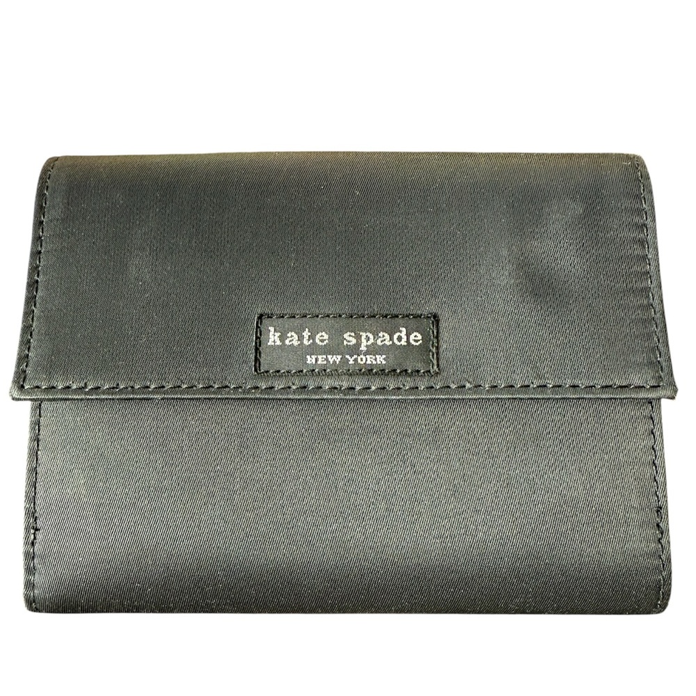kate spade black compact Bifold nylon wallet